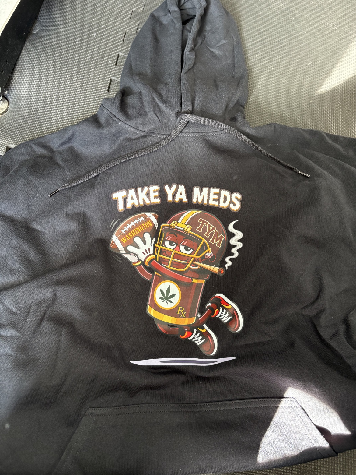Washington Mascot Hoodie — burgundy and gold on black